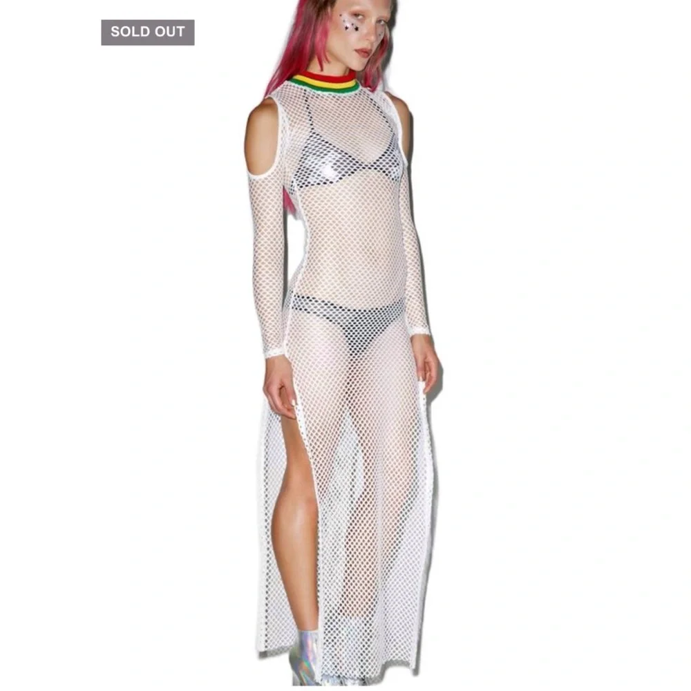 Jaded London, Dolls Kill Babylon, white mesh cold shoulder dress